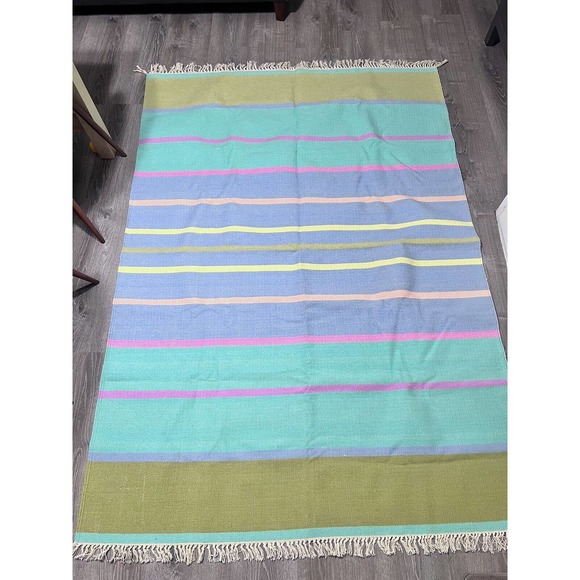 Vintage Rug Area Rugs Boho Rug Cotton Kilim Rug Entry Rug Home Rug 80”X55”